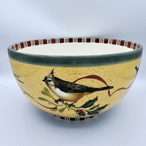 Lenox Winter Greetings by Catherine McClung 11" Large Serving Bowl Ribbon Birds